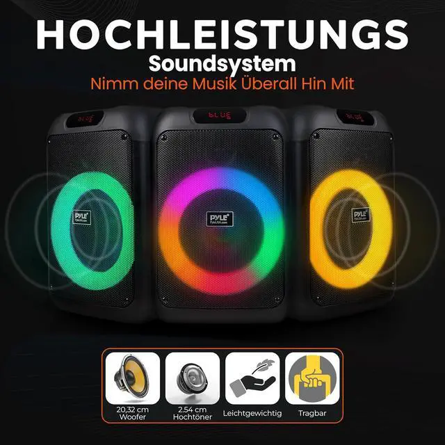 Alt view image 3 of 7 - Pyle Audio Bluetooth Party Speaker - Party Bluetooth with True Wireless Stereo System - Enjoy Powerful Bass and Clear Treble - with Carry Bag - Model PPHP8496BG - 100W