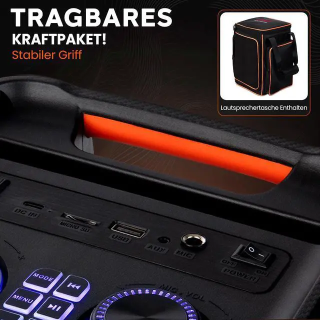 Alt view image 5 of 7 - Pyle Audio Bluetooth Party Speaker - Party Bluetooth with True Wireless Stereo System - Enjoy Powerful Bass and Clear Treble - with Carry Bag - Model PPHP8496BG - 100W
