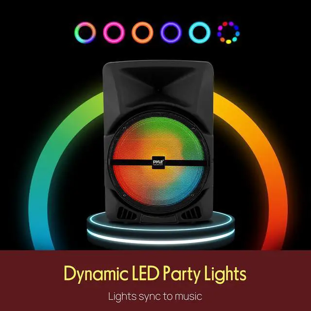 Alt view image 4 of 7 - Pyle Wireless Portable PA Speaker System - 800W Powered Bluetooth Indoor & Outdoor DJ Stereo Loudspeaker with MP3 AUX 3.5mm Input, Flashing Party Light & FM Radio-PPHP1244B,Black