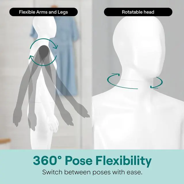 Alt view image 7 of 7 - SereneLife 74" Male Mannequin Full Body Dress Form with Detachable Head, Hands and Legs, Adjustable Stand, 360 Degree Rotating Head, Tool Free Assembly for Clothing Display, Retail and Studio