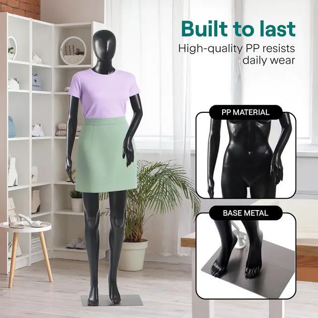 Alt view image 3 of 7 - SereneLife Premium Female Mannequin 68.9" Life-Size Dress Form with Realistic Face, Rotating Head, Flexible Limbs, Detachable Body & Sturdy Metal Base for Boutiques, Exhibits & Fashion Display
