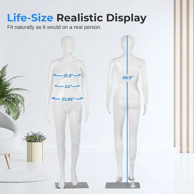 Alt view image 2 of 6 - SereneLife Realistic Female Full Body Mannequin Torso 68.9 Adjustable Dress Form with 360° Head Rotation, Detachable Limbs & Durable Metal Base for Fashion Boutiques & Clothing Displays