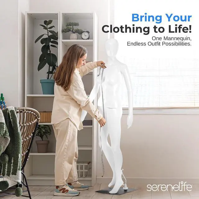 Alt view image 6 of 6 - SereneLife Realistic Female Full Body Mannequin Torso 68.9 Adjustable Dress Form with 360° Head Rotation, Detachable Limbs & Durable Metal Base for Fashion Boutiques & Clothing Displays