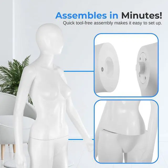 Alt view image 4 of 6 - SereneLife Realistic Female Full Body Mannequin Torso 68.9 Adjustable Dress Form with 360° Head Rotation, Detachable Limbs & Durable Metal Base for Fashion Boutiques & Clothing Displays