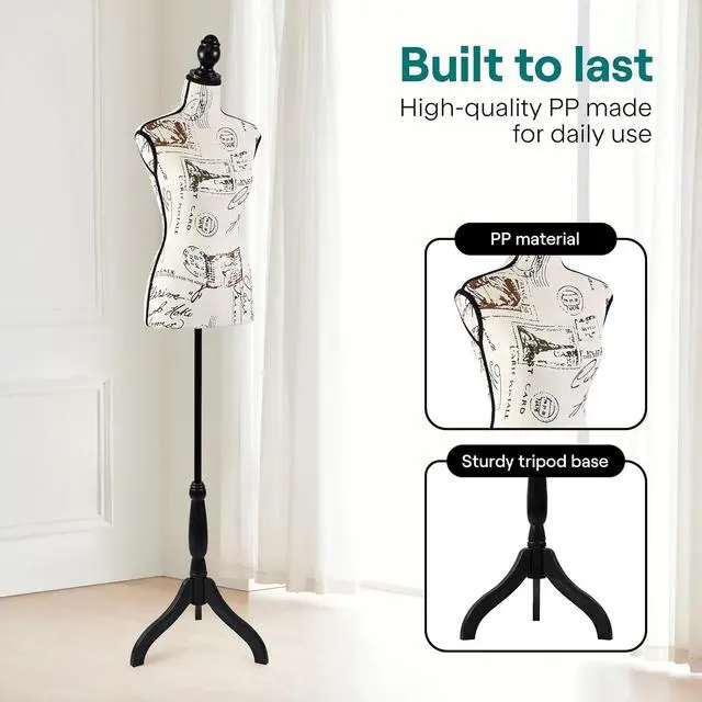 Alt view image 5 of 7 - SereneLife Female Torso Mannequin Display - Sturdy and Durable, Adjustable Dress Form (52-64"), Lightweight, Easy-to-Assemble, Stable Tripod Stand, Smooth Surface for Retail Clothing Display