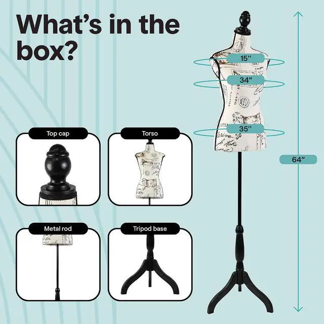 Alt view image 7 of 7 - SereneLife Female Torso Mannequin Display - Sturdy and Durable, Adjustable Dress Form (52-64"), Lightweight, Easy-to-Assemble, Stable Tripod Stand, Smooth Surface for Retail Clothing Display