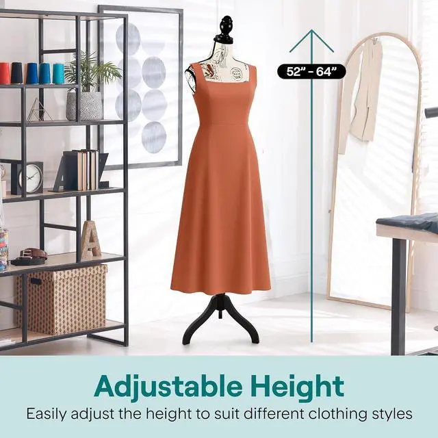 Alt view image 3 of 7 - SereneLife Female Torso Mannequin Display - Sturdy and Durable, Adjustable Dress Form (52-64"), Lightweight, Easy-to-Assemble, Stable Tripod Stand, Smooth Surface for Retail Clothing Display
