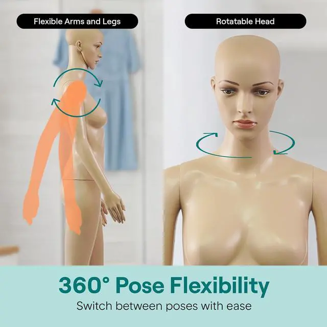Alt view image 6 of 7 - SereneLife 68.9" Tall Full-Body Female Mannequin with Adjustable Head, Flexible Limbs and Detachable Design, Perfect for Clothing Stores, Boutiques, Exhibitions and More