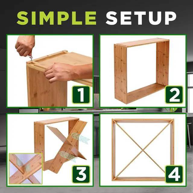 Alt view image 7 of 7 - Nutrichef X Self Oversize Stackable Modular Wine Rack, Fits Up to 84 Standard Size Bottles Compatible and Stackable w/All Wine Racks - Bamboo Construction with Anti Moisture Protective Finish
