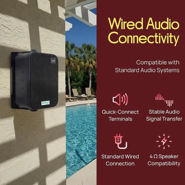 Alt view image 5 of 7 - Dual Waterproof Outdoor -Speaker System - 6.5 Inch Pair of Weatherproof Wall / Ceiling Mounted -Speakers Heavy Duty Universal Mount - Use in the Pool, Patio, Indoor - Pyle PDWR50B (Black)