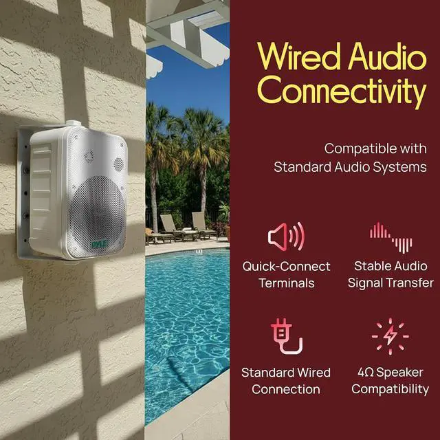 Alt view image 4 of 7 - Dual Waterproof Outdoor Speaker System - 6.5 Inch Pair of Weatherproof Wall/Ceiling Mounted Speakers w/Heavy Duty Grill, Universal Mount - for Use in the Pool, Patio, Indoor - Pyle PDWR50W (White)