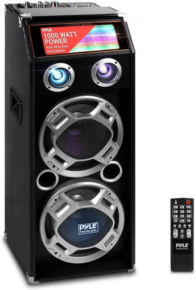 Main image of Pyle Wireless Active PA Speaker System - 1000W Portable High Powered Bluetooth Compatible Outdoor Sound Speaker w/ USB SD MP3 FM Radio AUX RCA LED DJ Lights - 35mm Stand Mount, Remote