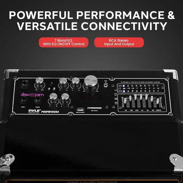 Alt view image 5 of 7 - Pyle Wireless Active PA Speaker System - 1000W Portable High Powered Bluetooth Compatible Outdoor Sound Speaker w/ USB SD MP3 FM Radio AUX RCA LED DJ Lights - 35mm Stand Mount, Remote