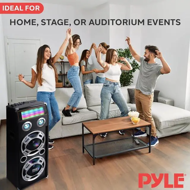 Alt view image 7 of 7 - Pyle Wireless Active PA Speaker System - 1000W Portable High Powered Bluetooth Compatible Outdoor Sound Speaker w/ USB SD MP3 FM Radio AUX RCA LED DJ Lights - 35mm Stand Mount, Remote