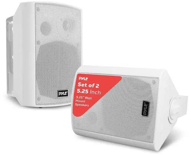 Main image of Pyle 5.25" Wall Mount Bluetooth Speakers, Waterproof Indoor/Outdoor Speaker System, 240W Max, Marine Grade, Wireless Music Streaming, Full Range Stereo, Suitable for Patio, Poolside, Home (White Pair)
