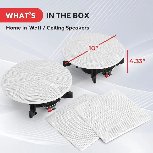 Alt view image 3 of 7 - Pyle 10 Ceiling Wall Mount Speakers - Pair of 2-Way Full Range Sound Stereo Speaker Audio System Flush Design w/ Electronic Crossover Network 35Hz-20kHz Frequency Response & 300 Watts Peak PDIC106
