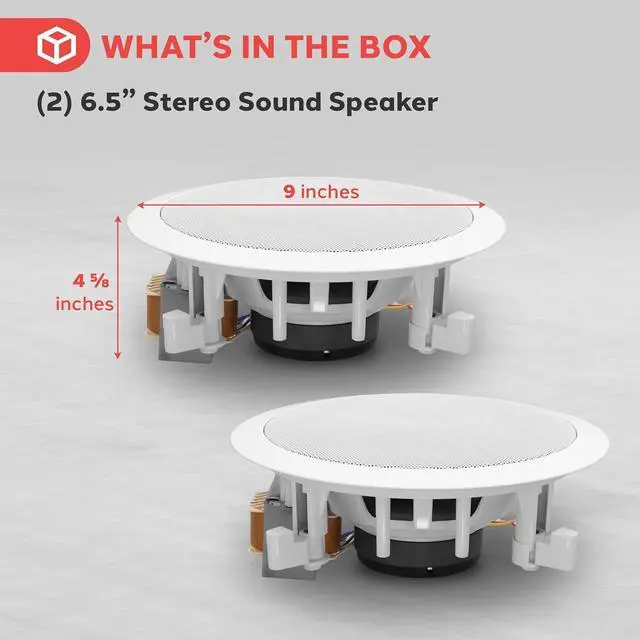 Alt view image 6 of 7 - Pyle 6.5 70v Ceiling Mount Speakers-Pair of 2-Way Midbass Woofer Speaker Transformer 1 Titanium Dome Tweeter Wall Flush Design w/ 65Hz-22kHz Frequency Response&250 Watts Peak-Pyle PDIC60T,White