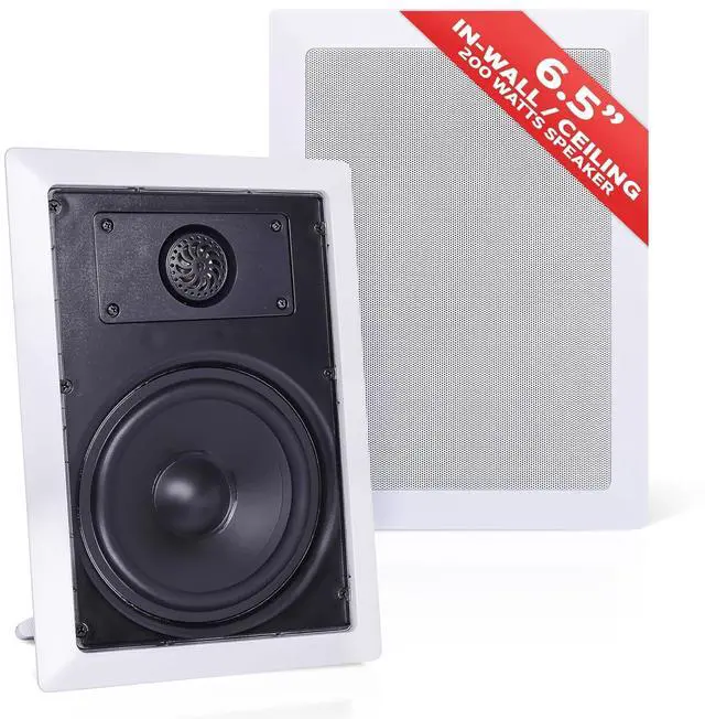 Main image of Pyle Two Way Stereo Sound Speaker - Dual Professional Audio Speakers System - In Wall / In Ceiling White Mount Flush, 6.5" Midbass, 1/2 Inch Polymer Tweeter - Indoor Home Theater - Pyle PDIW65 (Pair)