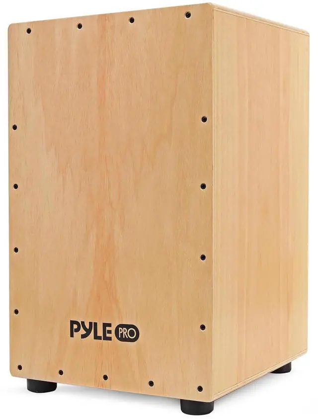 Main image of Pyle Jam - Wooden Cajon - Handcrafted Stringed Lightweight Percussion Box With Internal Guitar Strings, Rubber Capped Feet, Suitable For All Ages