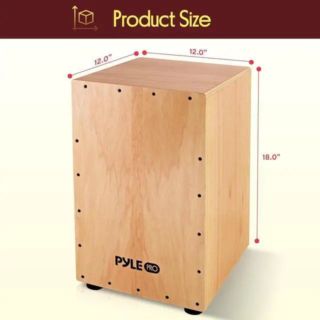 Alt view image 5 of 7 - Pyle Jam - Wooden Cajon - Handcrafted Stringed Lightweight Percussion Box With Internal Guitar Strings, Rubber Capped Feet, Suitable For All Ages