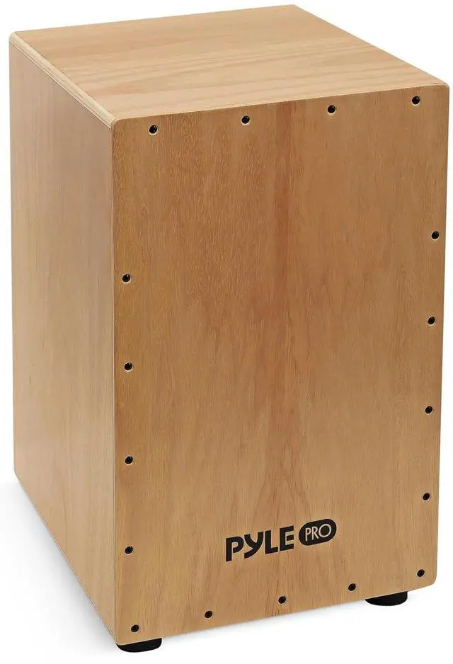 Main image of Pyle Stringed Jam Wooden Cajon, Handcraft Compact And Lightweight Percussion Box With Internal Guitar Strings, Rubber Capped Feet, Suitable For All Ages