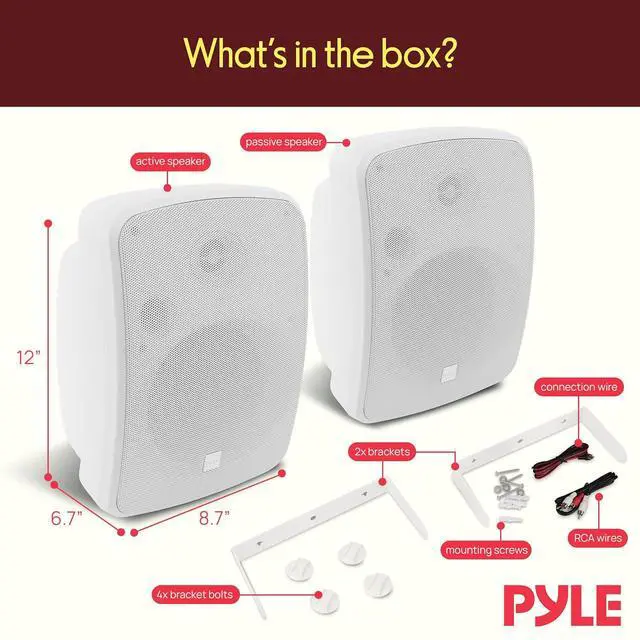 Alt view image 2 of 7 - Pyle Home PDWR64BTW 6.5" Indoor/Outdoor 800-Watt Bluetooth Speaker System (White)