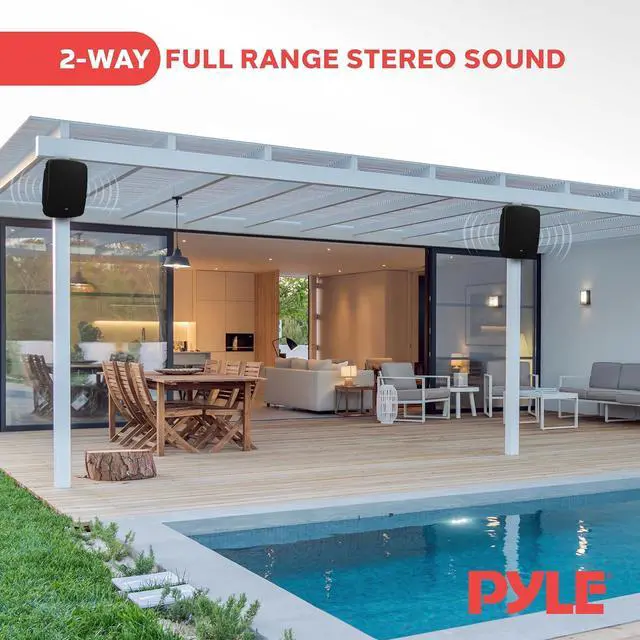 Alt view image 5 of 7 - Pyle Outdoor Waterproof Wireless Bluetooth Speaker - 6.5 Inch Pair 2-Way Weatherproof Wall/Ceiling Mounted Dual Speakers w/Heavy Duty Grill, Universal Mount, Patio, Indoor Use - PDWR64BTB Charcoal
