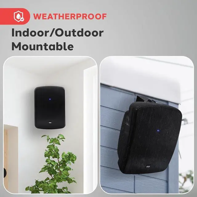 Alt view image 4 of 7 - Pyle Outdoor Waterproof Wireless Bluetooth Speaker - 6.5 Inch Pair 2-Way Weatherproof Wall/Ceiling Mounted Dual Speakers w/Heavy Duty Grill, Universal Mount, Patio, Indoor Use - PDWR64BTB Charcoal