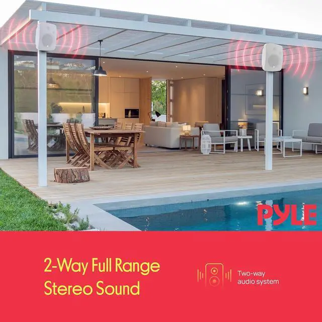 Alt view image 7 of 7 - Pyle Home PDWR64BTW 6.5" Indoor/Outdoor 800-Watt Bluetooth Speaker System (White)