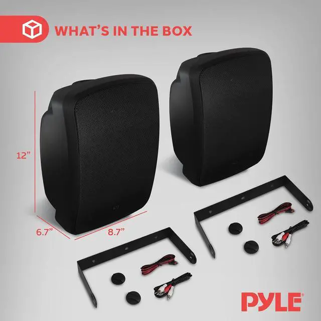Alt view image 7 of 7 - Pyle Outdoor Waterproof Wireless Bluetooth Speaker - 6.5 Inch Pair 2-Way Weatherproof Wall/Ceiling Mounted Dual Speakers w/Heavy Duty Grill, Universal Mount, Patio, Indoor Use - PDWR64BTB Charcoal