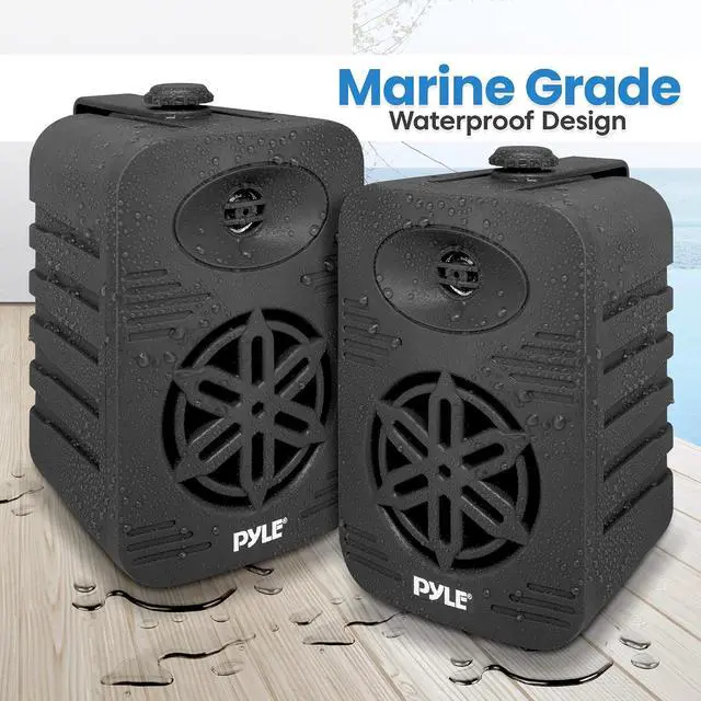 Alt view image 5 of 7 - PyleUsa Bluetooth Indoor Outdoor Speakers Pair - 500 Watt Dual Waterproof 5.25 2-Way Full Range Speaker System w/ 1/2 High Compliance Polymer Tweeter - Home, Boat,Deck, Patio, Poolside - PDWRBT56BK