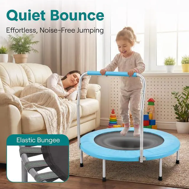 Alt view image 4 of 7 - SereneLife 36 Foldable Mini Trampoline for Kids - Compact Fitness Rebounder with Foam Handle - Safe, Stable Exercise Trampoline with 330lbs Max Load for Indoor/Outdoor Active Play & Exercise