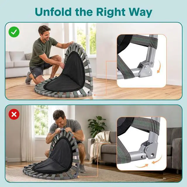 Alt view image 6 of 7 - SereneLife 36 Foldable Mini Trampoline for Kids - Compact Fitness Rebounder with Foam Handle - Safe, Stable Exercise Trampoline with 330lbs Max Load for Indoor/Outdoor Active Play & Exercise
