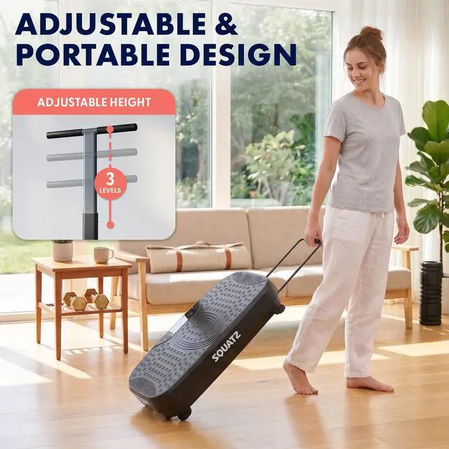 Alt view image 6 of 7 - SQUATZ Vibration Plate Exercise Machine with Handlebar, Vibration Plate with Handles, 1-99 Speed Levels, 10 Preset Programs, Low-Impact Home Fitness Platform with Remote, Portable Design