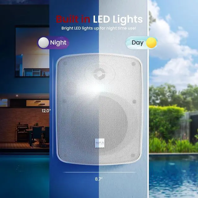 Alt view image 2 of 7 - Pyle 5.25" Outdoor Bluetooth Speakers, Waterproof Wall Mount Speaker System with Active/Passive Pair, 600W Power, Weatherproof Housing for Indoor or Outdoor Use, White