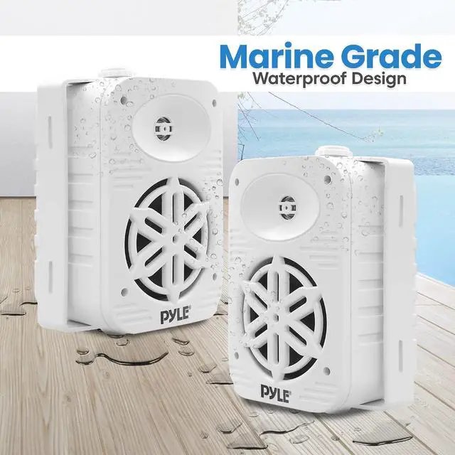 Alt view image 4 of 7 - PyleUsa Indoor Outdoor Speakers Pair-500 Watt Dual Waterproof 5.25 2-Way Full Range Speaker System w/ 1/2High Compliance Polymer Tweeter - in-Home, Boat, Marine,Deck,Patio,Poolside (White) PDWR55WT