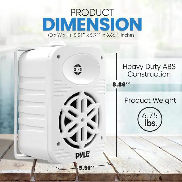 Alt view image 3 of 7 - PyleUsa Indoor Outdoor Speakers Pair-500 Watt Dual Waterproof 5.25 2-Way Full Range Speaker System w/ 1/2High Compliance Polymer Tweeter - in-Home, Boat, Marine,Deck,Patio,Poolside (White) PDWR55WT