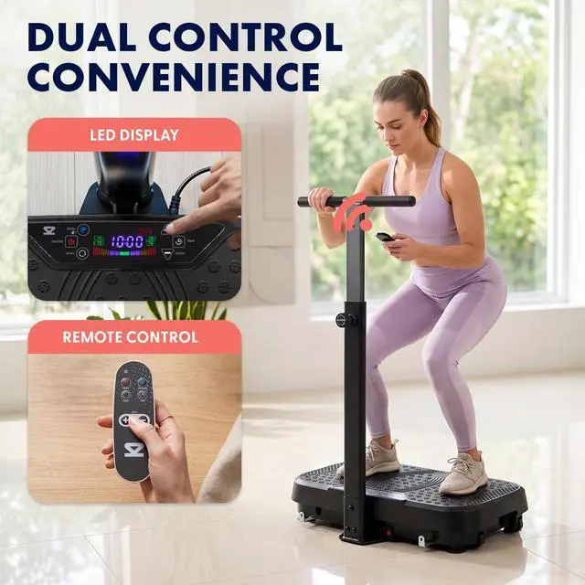 Alt view image 7 of 7 - SQUATZ Vibration Plate Exercise Machine with Handlebar, Vibration Plate with Handles, 1-99 Speed Levels, 10 Preset Programs, Low-Impact Home Fitness Platform with Remote, Portable Design