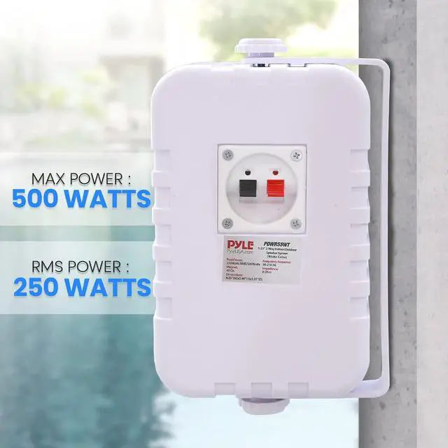 Alt view image 6 of 7 - PyleUsa Indoor Outdoor Speakers Pair-500 Watt Dual Waterproof 5.25 2-Way Full Range Speaker System w/ 1/2High Compliance Polymer Tweeter - in-Home, Boat, Marine,Deck,Patio,Poolside (White) PDWR55WT