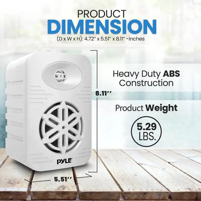 Alt view image 4 of 7 - PyleUsa Indoor Outdoor Speakers Pair - 300 Watt Dual Waterproof 4 2-Way Full Range Speaker System w/ 1/2 High Compliance Polymer Tweeter - in-Home, Boat, Deck, Patio, Poolside (White) - PDWR45WT