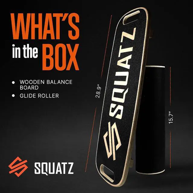 Alt view image 2 of 7 - SQUATZ Wooden Balance Board, Standing Desk Anti Fatigue Mat Exercise Equipment with Ergonomic Design and Comfortable Non-Slip Surface, Wobble Board for Skateboard, Hockey, Snowboard, Black (SQDBB-1)