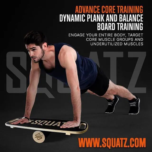 Alt view image 5 of 7 - SQUATZ Wooden Balance Board, Standing Desk Anti Fatigue Mat Exercise Equipment with Ergonomic Design and Comfortable Non-Slip Surface, Wobble Board for Skateboard, Hockey, Snowboard, Black (SQDBB-1)