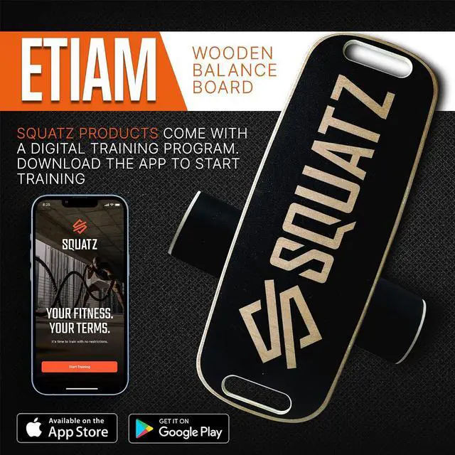 Alt view image 6 of 7 - SQUATZ Wooden Balance Board, Standing Desk Anti Fatigue Mat Exercise Equipment with Ergonomic Design and Comfortable Non-Slip Surface, Wobble Board for Skateboard, Hockey, Snowboard, Black (SQDBB-1)
