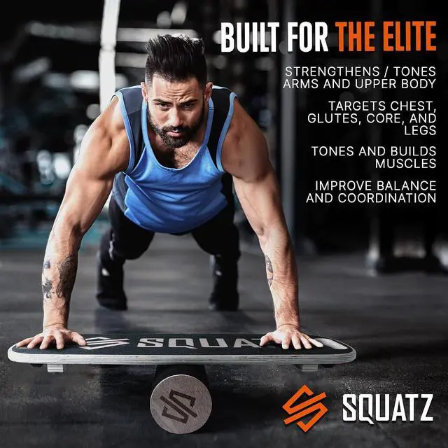 Alt view image 7 of 7 - SQUATZ Wooden Balance Board, Standing Desk Anti Fatigue Mat Exercise Equipment with Ergonomic Design and Comfortable Non-Slip Surface, Wobble Board for Skateboard, Hockey, Snowboard, Black (SQDBB-1)