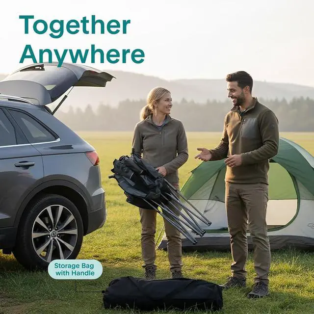 Alt view image 4 of 7 - Camping Loveseat for Couples, Friends & Families, Double Camping Chair, Foldable Two Person Camping Chair for Campfire Nights, Tailgating Fun, Beach Escapes, RV Road Trips & Cozy Backyard Comfort