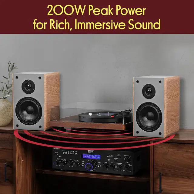 Alt view image 6 of 7 - Pyle 5.25" Home Audio Speakers, 2-Way Passive Bookshelf, 200W Max Power, 1" Silk Dome Tweeter, Composite Woofer, Gold Plated 5 Way Binding Post, Rubber Surrounds, Beautiful Wood Grain Finish - Pair