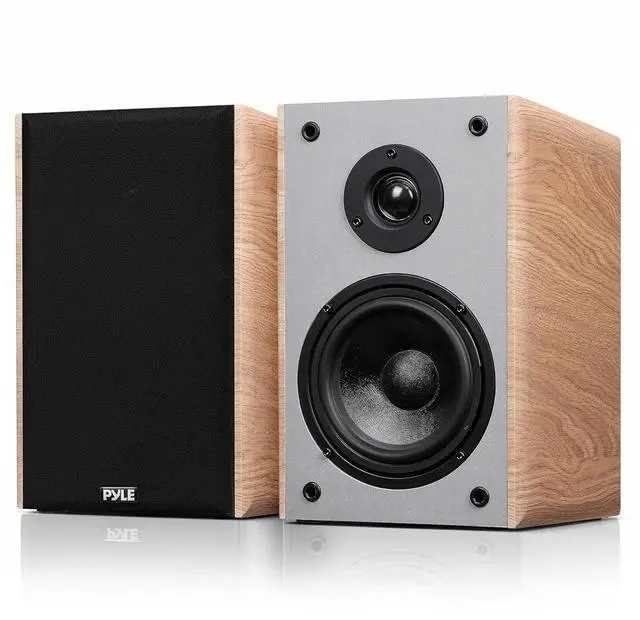 Main image of Pyle 5.25" Home Audio Speakers, 2-Way Passive Bookshelf, 200W Max Power, 1" Silk Dome Tweeter, Composite Woofer, Gold Plated 5 Way Binding Post, Rubber Surrounds, Beautiful Wood Grain Finish - Pair