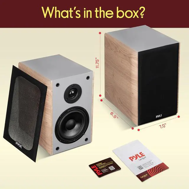 Alt view image 7 of 7 - Pyle 5.25" Home Audio Speakers, 2-Way Passive Bookshelf, 200W Max Power, 1" Silk Dome Tweeter, Composite Woofer, Gold Plated 5 Way Binding Post, Rubber Surrounds, Beautiful Wood Grain Finish - Pair
