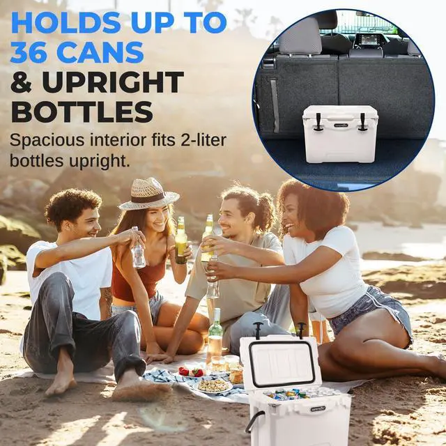 Alt view image 2 of 7 - SereneLife Ultra-Tough 25 Quart Rotomolded Cooler Box, Holds Upto 36 Cans, Keeps Ice Up to 5 Days, Heavy-Duty Insulated Portable Ice Chest Box, Ideal for Travel, Camping, Beach, and Outdoor Adventures