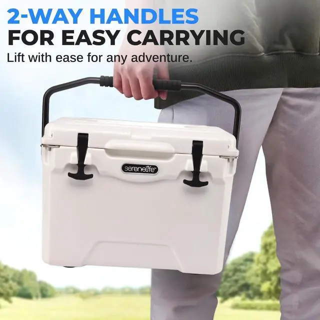 Alt view image 4 of 7 - SereneLife Ultra-Tough 25 Quart Rotomolded Cooler Box, Holds Upto 36 Cans, Keeps Ice Up to 5 Days, Heavy-Duty Insulated Portable Ice Chest Box, Ideal for Travel, Camping, Beach, and Outdoor Adventures